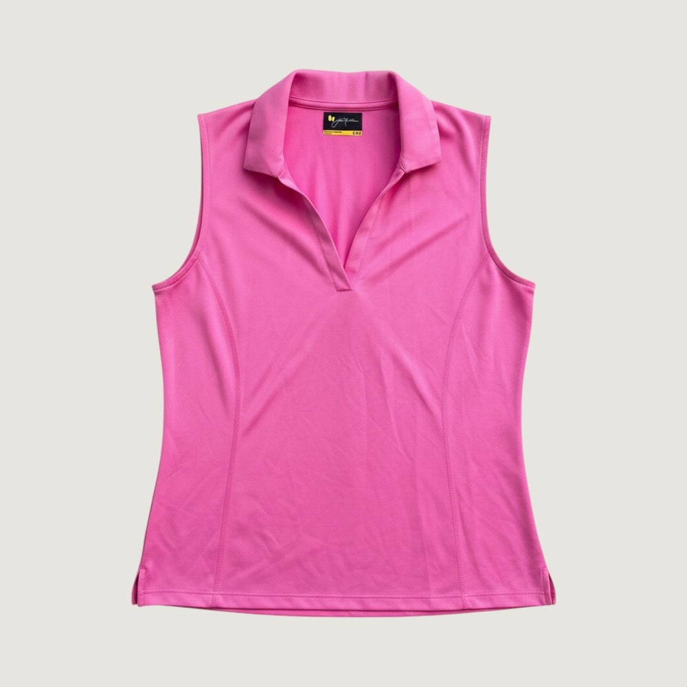 Jack Nicklaus Womens Pink Sleeveless Golf Polo Golden‎  Bear Logo Size Medium